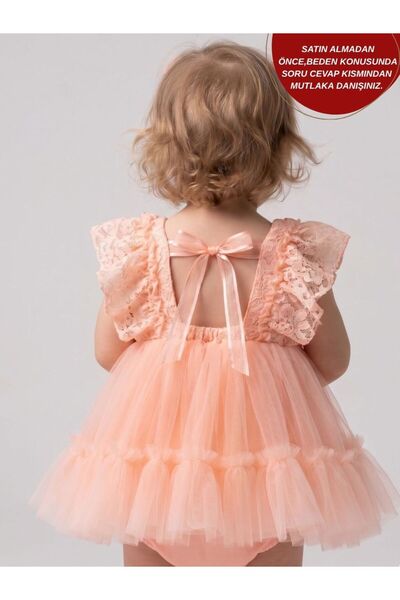 aysskids Juliet Tül Detaylı Özel Gün Bayramlık Kız Bebek Romper Elbise