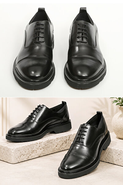 Babil Walk 01 Business Line Erkek Hakiki Deri Siyah Business Casual Ayakkabı-...