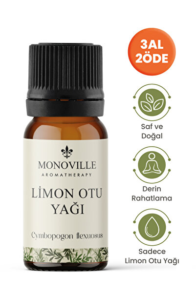 Monoville Limon Otu Uçucu Yağı 10 ml Saf ve Doğal (Lemongrass Essential Oil)