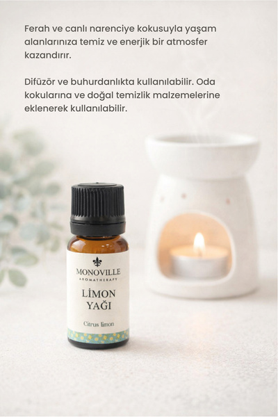 Monoville Limon Uçucu Yağı 10 ml Saf ve Doğal (Lemon Essential Oil)
