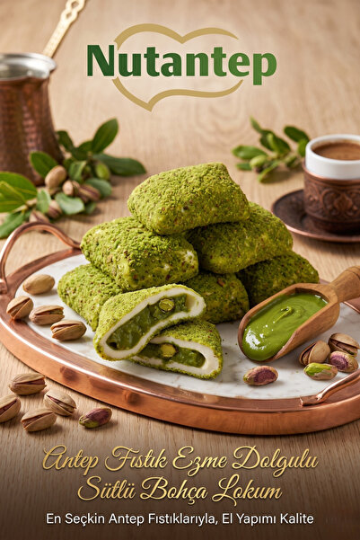 nutantep Antep Fıstık Ezme Dolgulu Sütlü Bohça Lokum - 1 KG