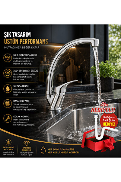 ESHOME Kitchen Sink Faucet Sink Mixer with 2 Years Warranty and Siphon Gift