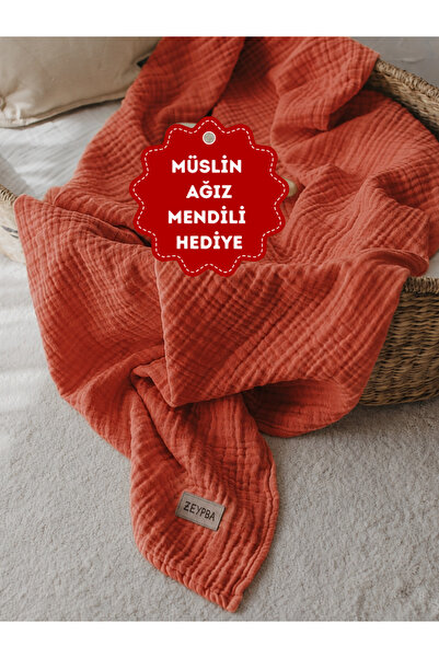 ZEYPBA Kenar Dikişli Kiremit Müslin 4katlı Müslin Bebek & Çocuk Müslin Örtü 1...