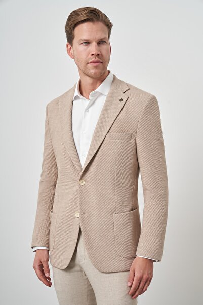 Morven Jachetă pentru bărbați, bej, Trend Dynamic Fit, cu guler mono