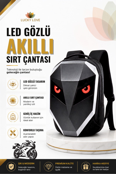 Lucky Love Led Gözlü Motor Sırt Çantası, Ledli Sırt Çantası, Telefon Kontrol ...