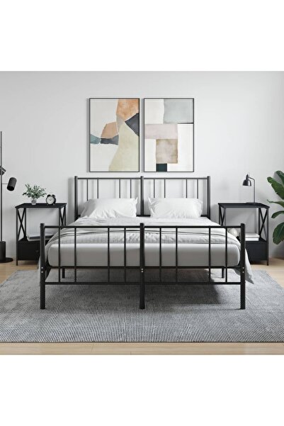 Concept Noptiere, 2 buc., negru, 50x41x65 cm, lemn compozit
