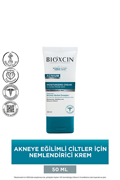 Bioxcin Acnium Sebum Dengeleyici Nemlendirci Krem 50 Ml - Salisilik Asit Çay Ağacı Yağı Niasinamid