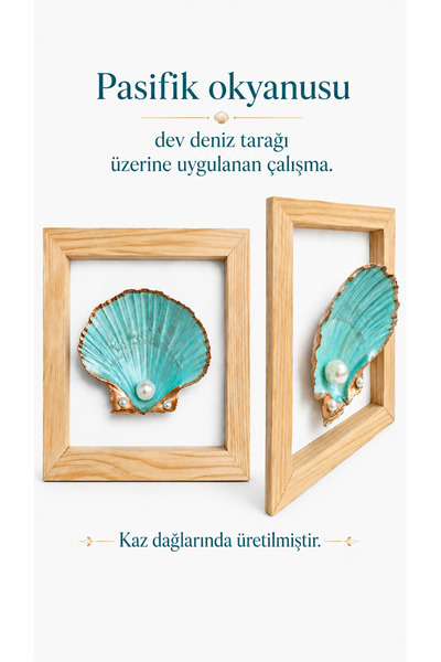 miceda art studio El Yapımı Deniz Kabuğu Tablo Çerçeveli Geleneksel Dekoratif...