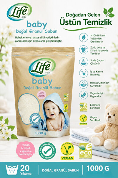 Life by Fakir Life Bebek Doğal Granül Sabun 1000Gr %100 Bitkisel yağlardan ür...