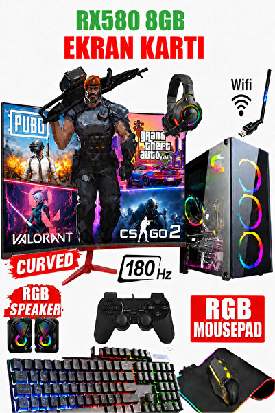 Dmc 160x (PUBG,GTA 5) I7 6700,32GB,500GB HDD,256GB SSD,8GB RX580,24"180hz Oyu...