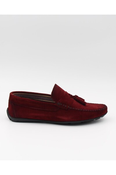 Nesil Shoes Tkn 019 Bordo Hakiki Süet Deri Günlük Erkek Ayakkabı