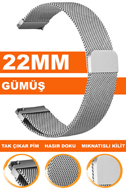 COBRA 22mm Fossil-welder-casio-seiko-omega-armani Uyumlu Mıknatıslı Hasır Met...