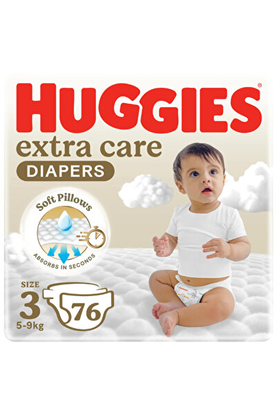 Huggies عناية إضافية، مقاس 3، 4-9 كجم، عبوة جامبو، 76 حفاضة