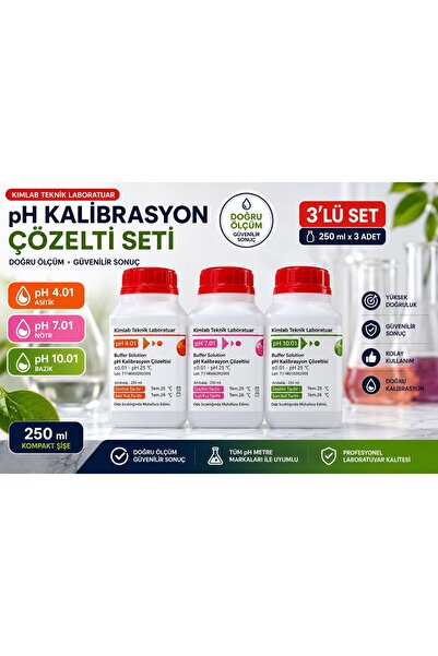 pH Meter Calibration Fluid - Buffer Solution - Set of 3 250 ml pH 4-7-10 pH Meter Calibration Adjustment Fluid Set