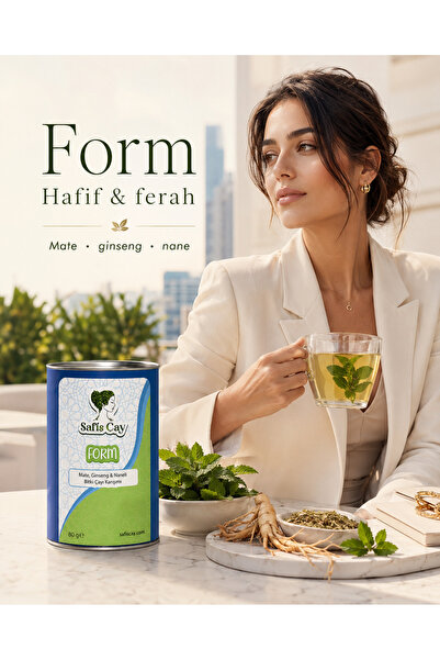 Safiş Çay Form 80 gr | Mate, Ginseng & Naneli Bitki Çayı | Hafif İçim
