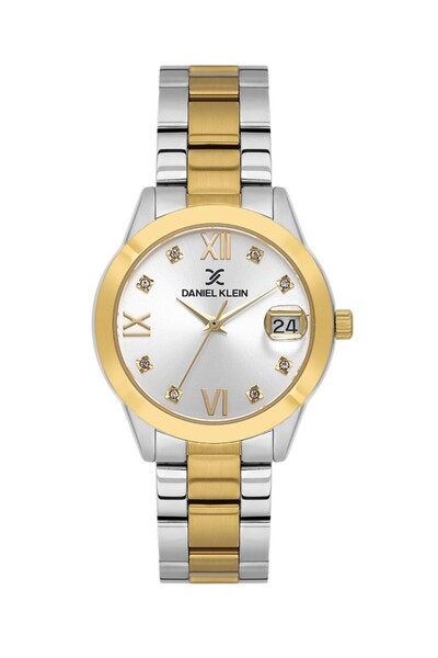 Daniel Klein Dk.3.10077-2 Curved Calendar Steel Plated 3 Atm Water Resistant ...