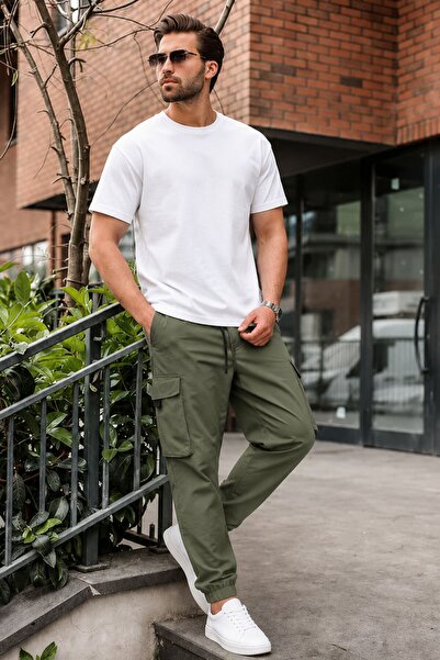 Madmext Haki Kargo Cep Erkek Jogger Pantolon 5461