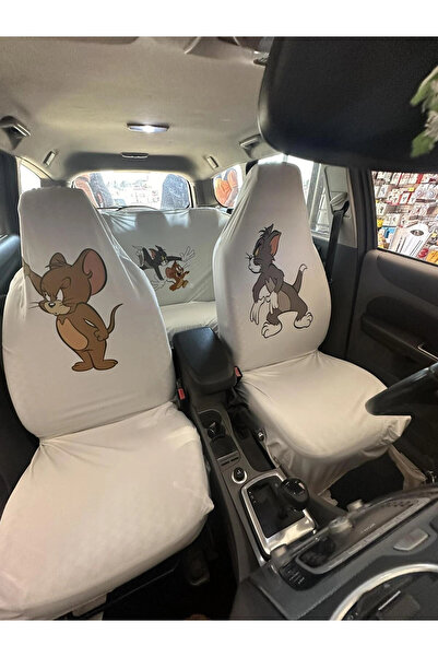 Tom ve Jerry Oto Servis Kılıfı Beyaz