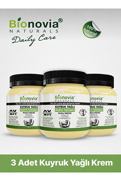 Bionovia Vegetable Cream Set with Tail Oil and Okra Seeds 300 ml X 3 Pieces