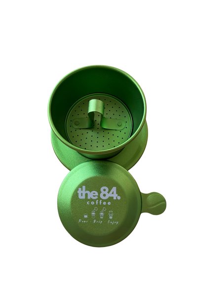 the84.coffee Vietnamese Phin Filter (GREEN) I Anodized Aluminum Traditional Coffee Dripper for Slow Brew, Authentic Vietnamese Coffee Maker, Reusable & Portable