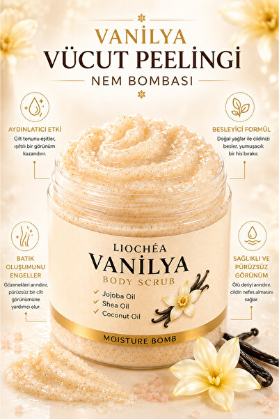 LİOCHEA Vanilya Özlü Body Scrub Besleyici Arındırıcı Batık Karşıtı Yoğun Neml...