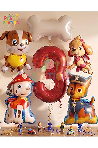 Parti Station Paw Patrol 3 Yaş Balon Set Paw Petrol Marshall Chase Skye Rubbl...