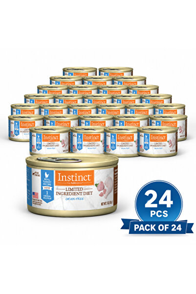 INSTINCT علب باتيه ديك رومي للقطط بمكونات محدودة، 85 غرام، عبوة من 24 علبة
