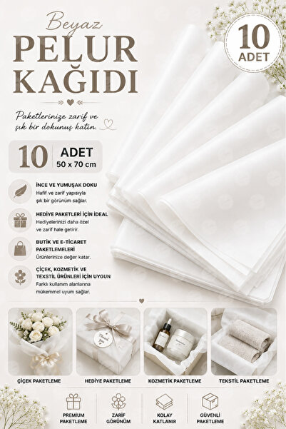 t tuğset etiket Colored Pelur Paper White 50x70 Cm 10 Pieces