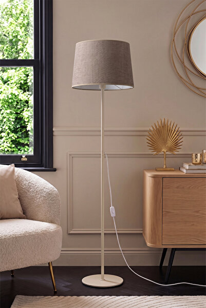 Cora Single Leg Cream Metal Cappuccino Fabric Floor Lamp Living Room Living Room Bedroom