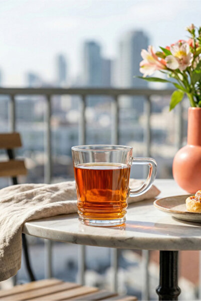 LAV Elegan Cam Fincan 6 Kişilik 225 ml Kulplu (Kahve/Çay Bardağı)