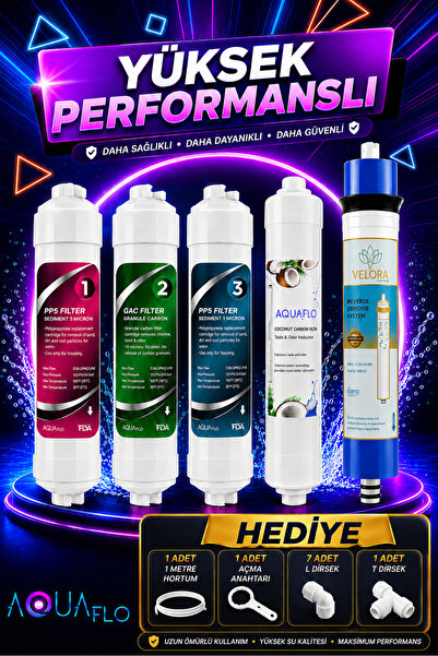 AQUAFLO 5'li Su Arıtma Filtresi Tüm Kapalı Kasa Su Arıtma Cihazlarına Uyumlu ...
