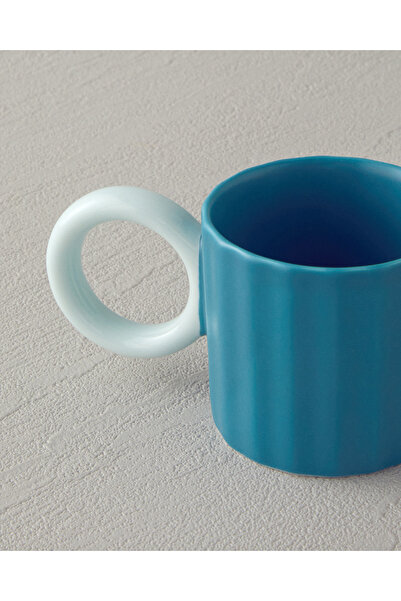 English Home Angled New Bone China 2 Parça 2 Kişilik Kahve Fincan Takımı 90 ml Turkuaz