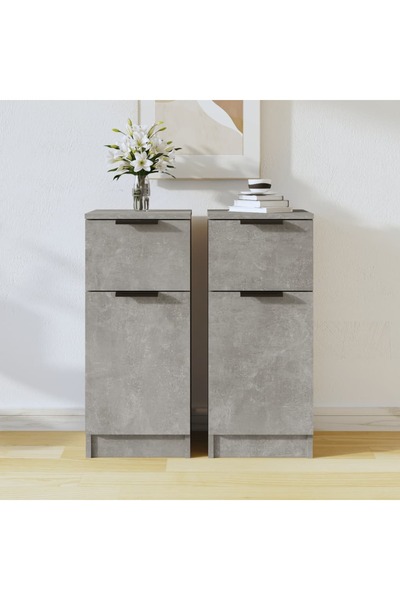 Concept Servante, 2 buc., gri beton, 30x30x70 cm, lemn compozit