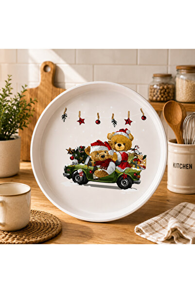 ela777 Home New Year's White Decorative Metal Tray