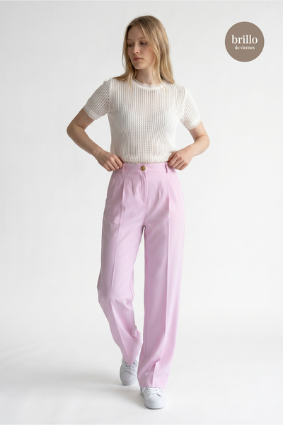 Fast Perry High Waist Elastic Wide Leg Palazzo Woven Women's Trousers