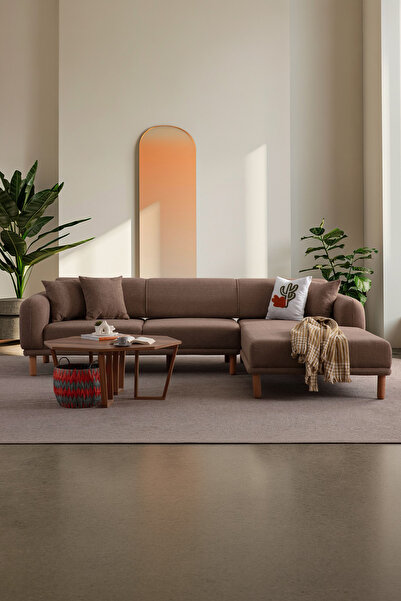 Ak sofa STELLA SAĞ KÖŞE KAHVERENGİ
