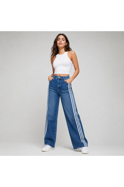Miele Blugi wide leg cu dungi laterale albe
