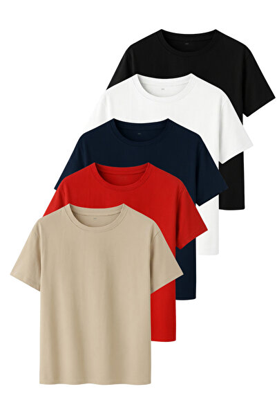DK DAKSEL Men's 5-Pack Cotton Short Sleeve Crew Neck Comfort Fit T-Shirt