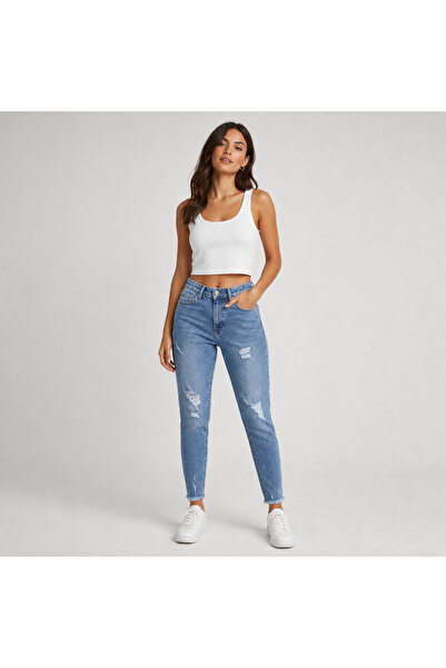 FAF Blugi skinny Rock Jeans cu rupturi și tiv nefinisat
