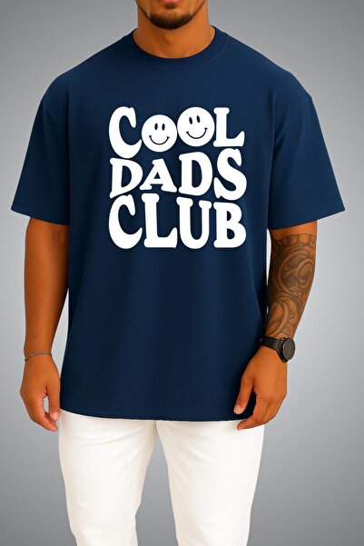 Bahriyeli Collection تي شيرت للجنسين مطبوع عليه Cool Dads Club على الصدر والظهر