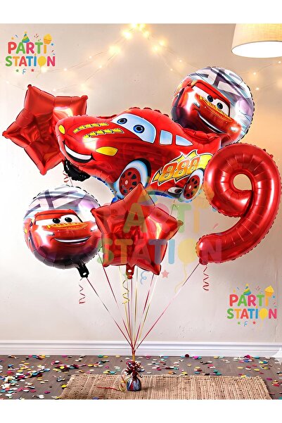 Parti Station Cars Arabalar Şimşek Mcqueen Yarış Arabası Konsept 9 Yaş Balon ...