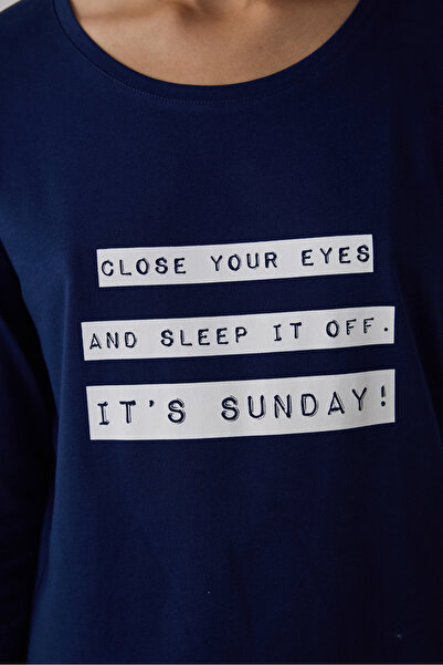 Penti Lacivert It's Sunday Pantolon Pijama Takımı