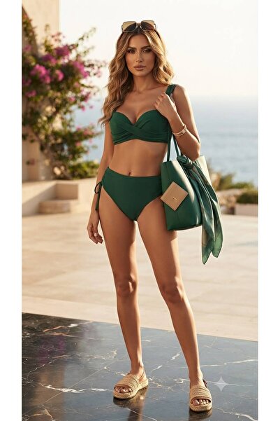 Laura Baresse 2026 Season Hollow Out Underwire Sliding Gatherer Bikini Green