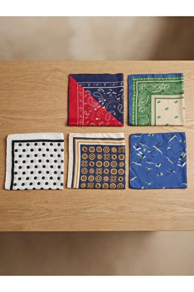 nazipek Set de 5 eșarfe bandane 55x55cm Cadou en-gros 5 bucăți cu flori etnic...