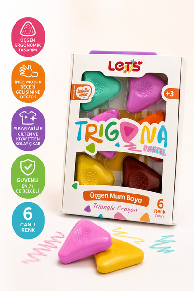 Lets Trigona 6’lı Mum Boya – Elleri Kirletmeyen Seri