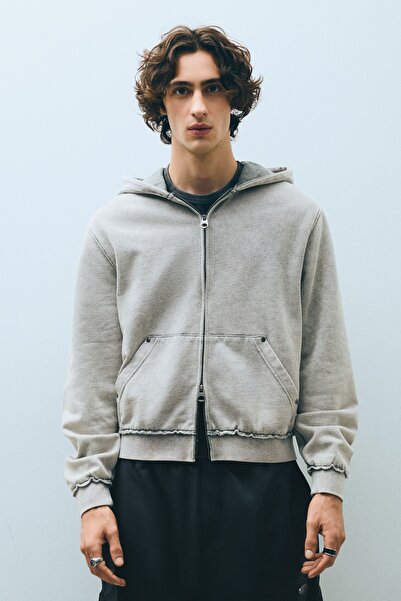 Bershka Zımba detaylı fermuarlı kapüşonlu sweatshirt