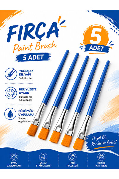 Minopi 5 Adet Fırça , Sulu Boya, Akrilik Boya, Guaj Boya, Yağlı Boya, Resim F...