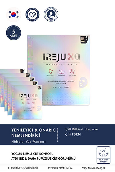 ireju قناع هيدروجيل شفاف مع إكسوسومات XO، 5 قطع