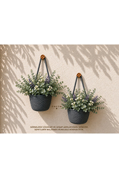 ÖRGÜM Coș decorativ, set de 2 mini organizatoare pentru ghivece cu flori 12x1...