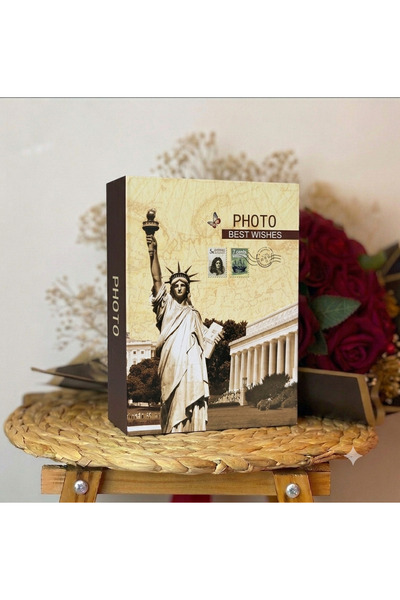 Rabsev Fotoğraf Albümü 10x15cm 200 Fotoğraf Kapasiteli Özgürlük Heykeli Desen...